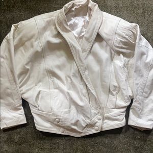 Vintage white leather 80’s style jacket